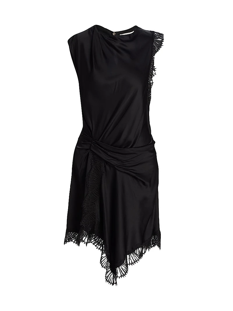 Dion Draped Lace-Trimmed Minidress
