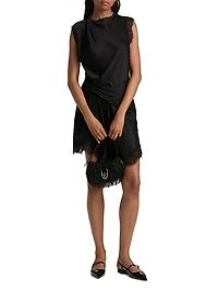 Dion Draped Lace-Trimmed Minidress