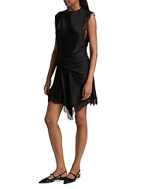 Dion Draped Lace-Trimmed Minidress