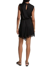 Dion Draped Lace-Trimmed Minidress