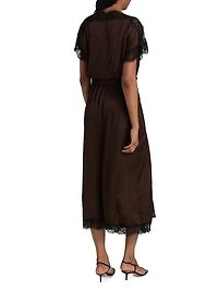 Luna Draped Lace-Trimmed Dress