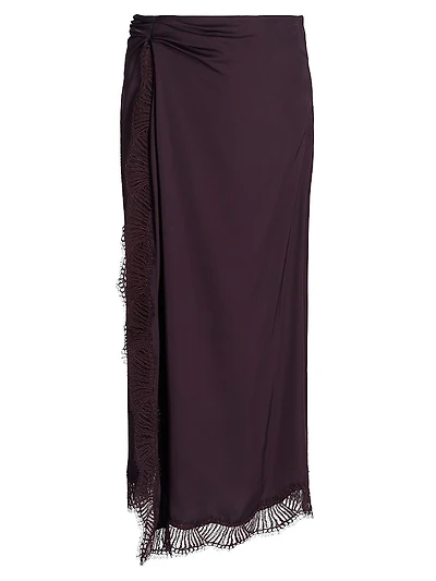 Bella Draped Lace-Trimmed Midi-Skirt