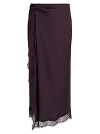 Bella Draped Lace-Trimmed Midi-Skirt