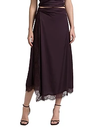 Bella Draped Lace-Trimmed Midi-Skirt