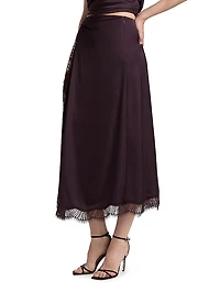 Bella Draped Lace-Trimmed Midi-Skirt