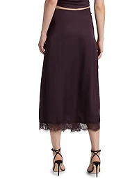 Bella Draped Lace-Trimmed Midi-Skirt
