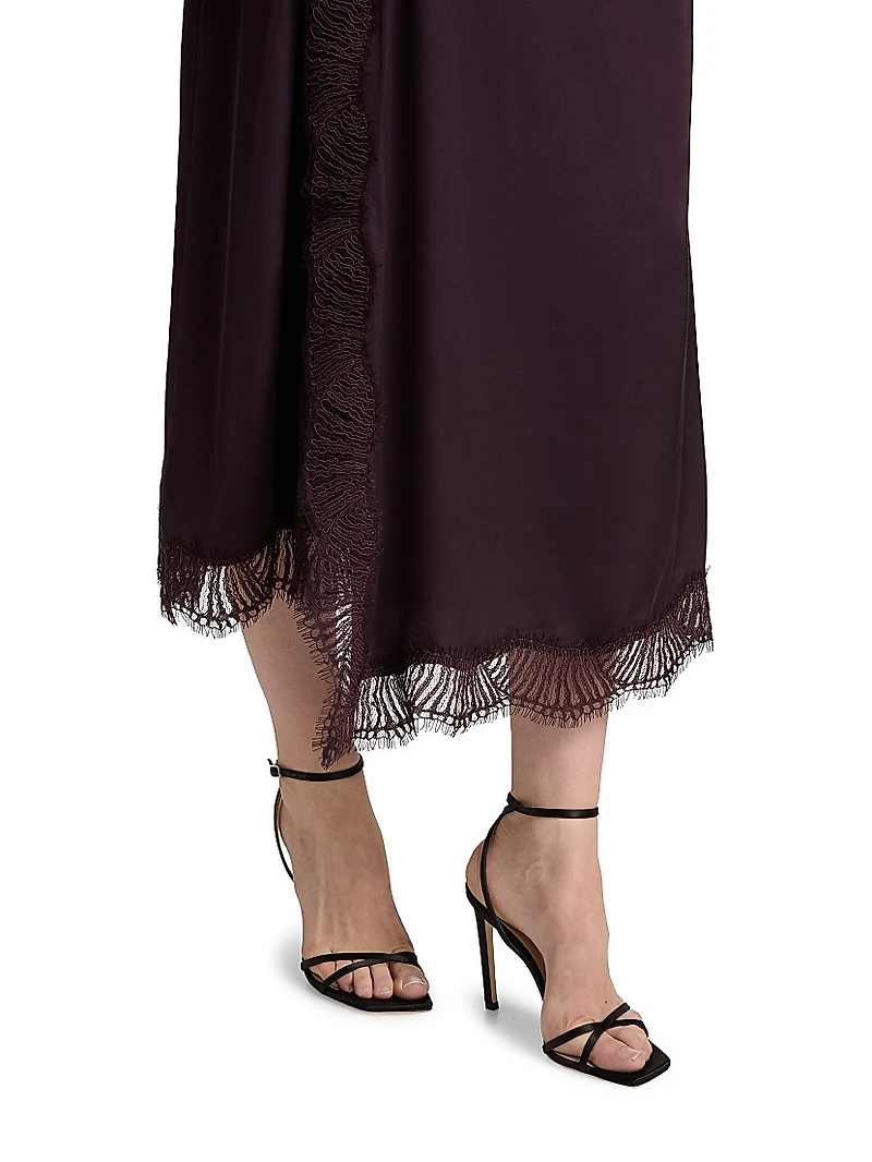 Bella Draped Lace-Trimmed Midi-Skirt