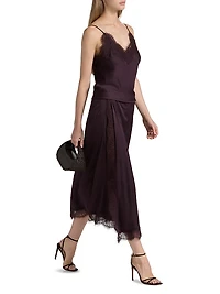 Bella Draped Lace-Trimmed Midi-Skirt