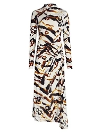 Lia Abstract Asymmetric Maxi Dress