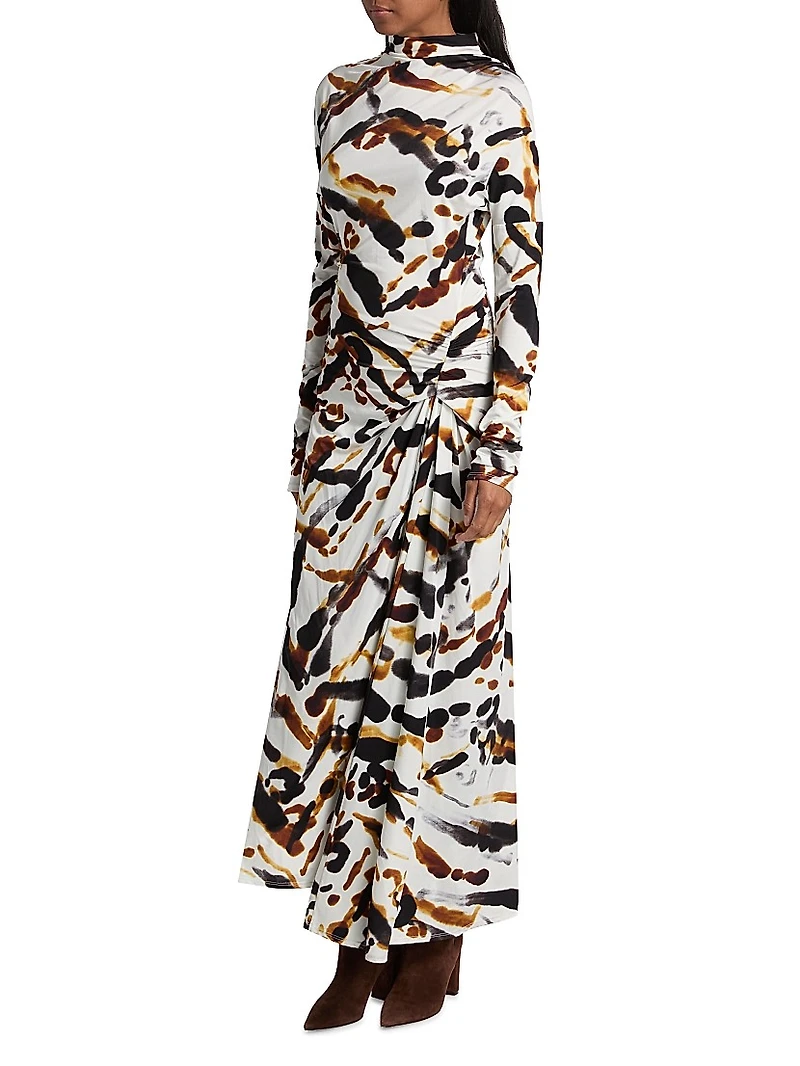 Lia Abstract Asymmetric Maxi Dress