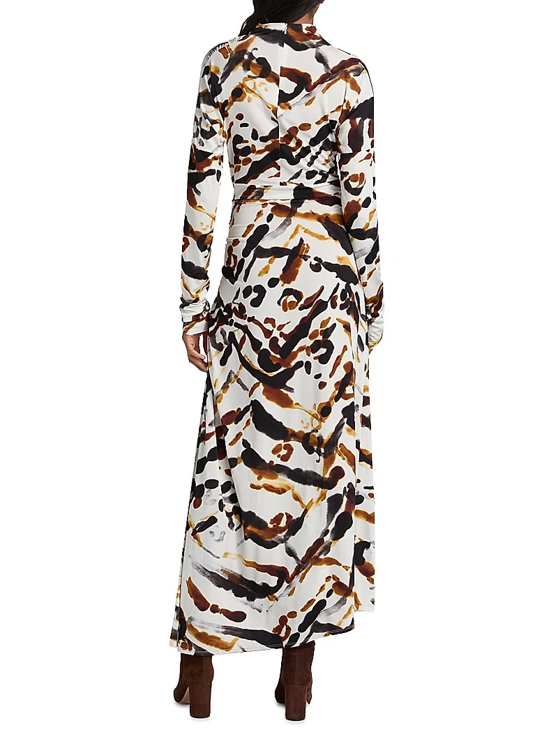 Lia Abstract Asymmetric Maxi Dress