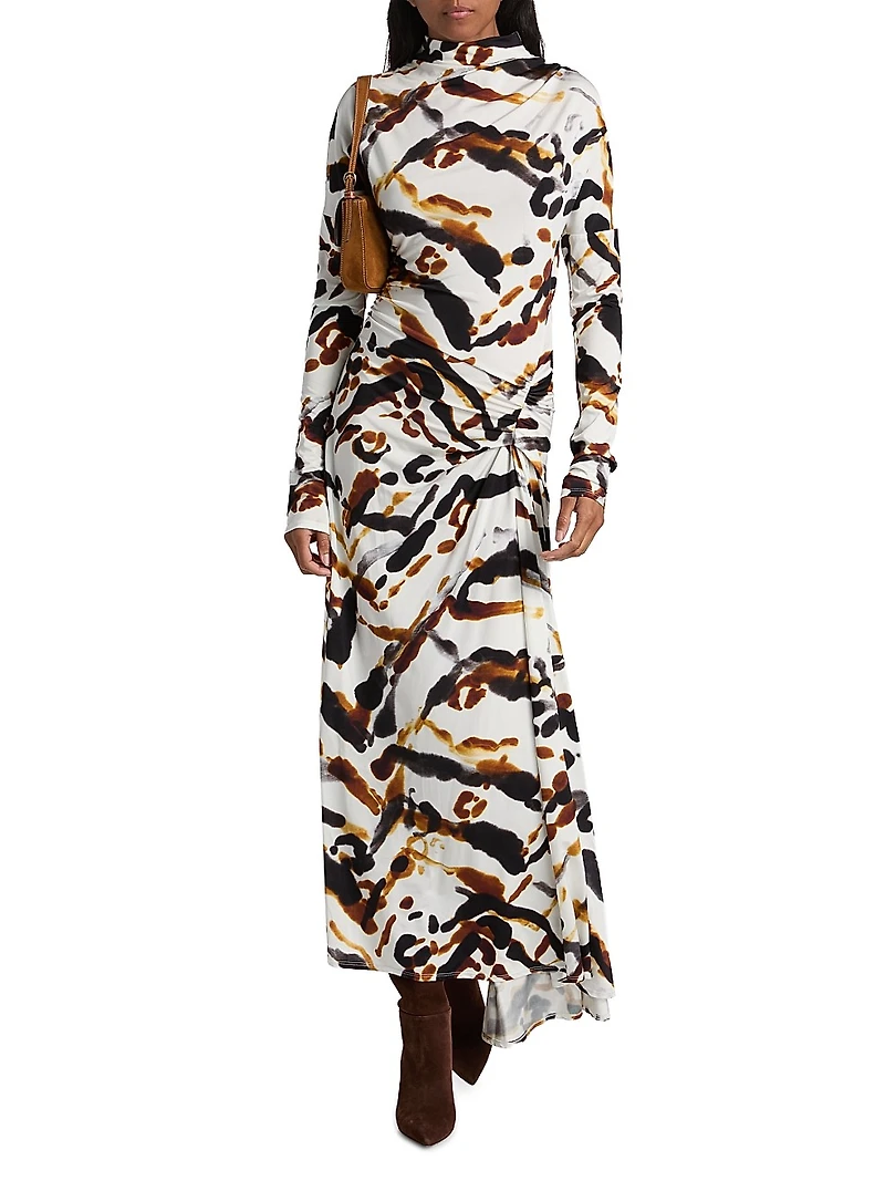 Lia Abstract Asymmetric Maxi Dress