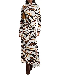 Lia Abstract Asymmetric Maxi Dress