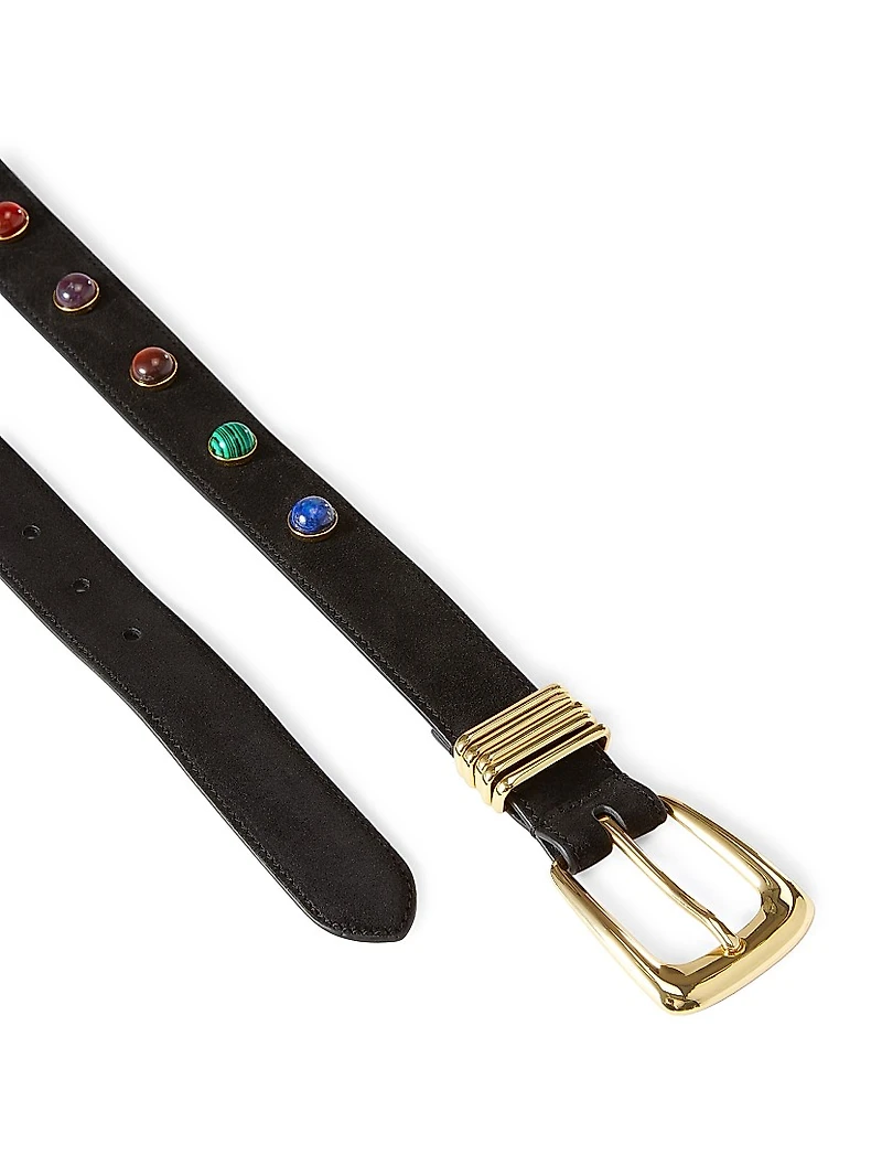 Arch Embellished Suede Belt