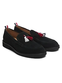 Tricolor-Tassel Suede Loafers