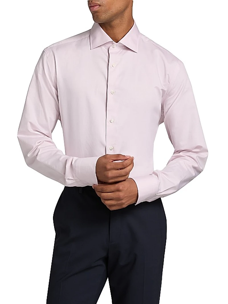 Solid Cotton Dress Shirt