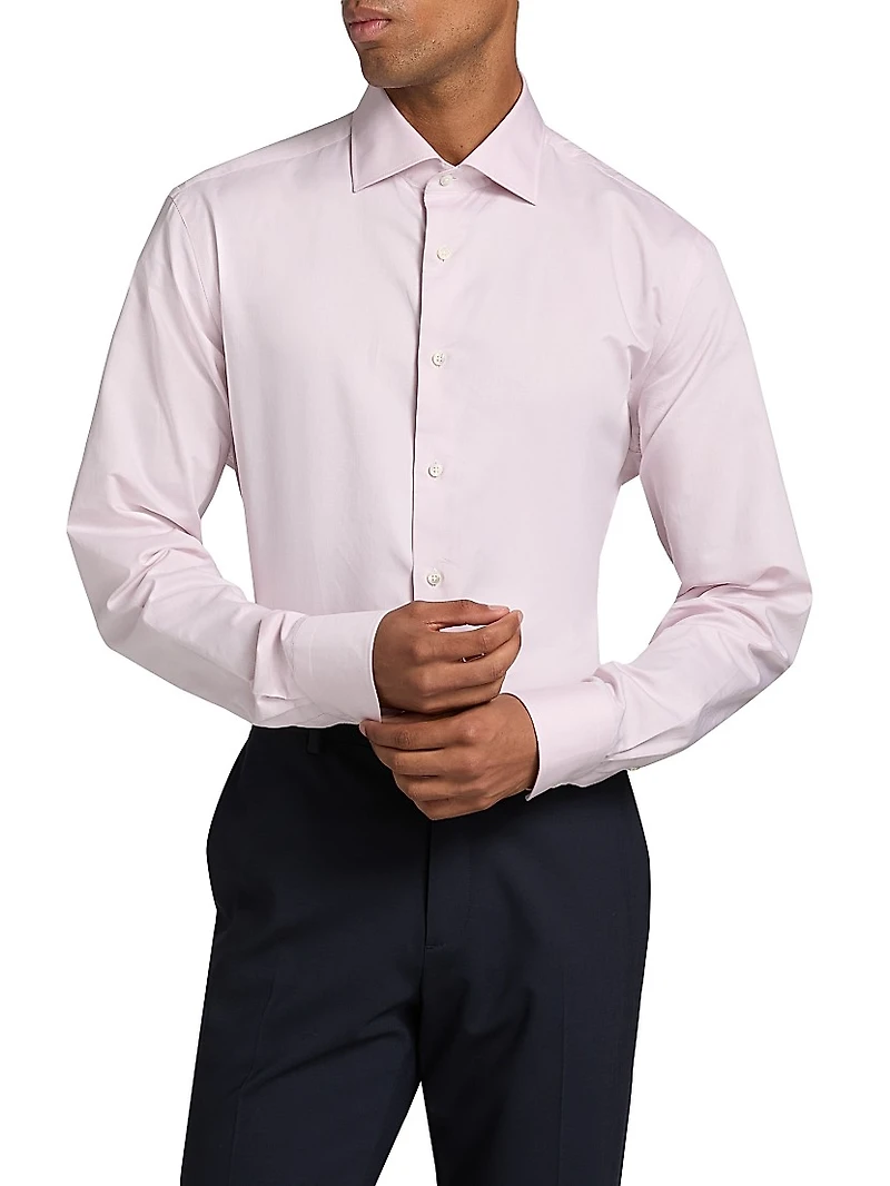 Solid Cotton Dress Shirt