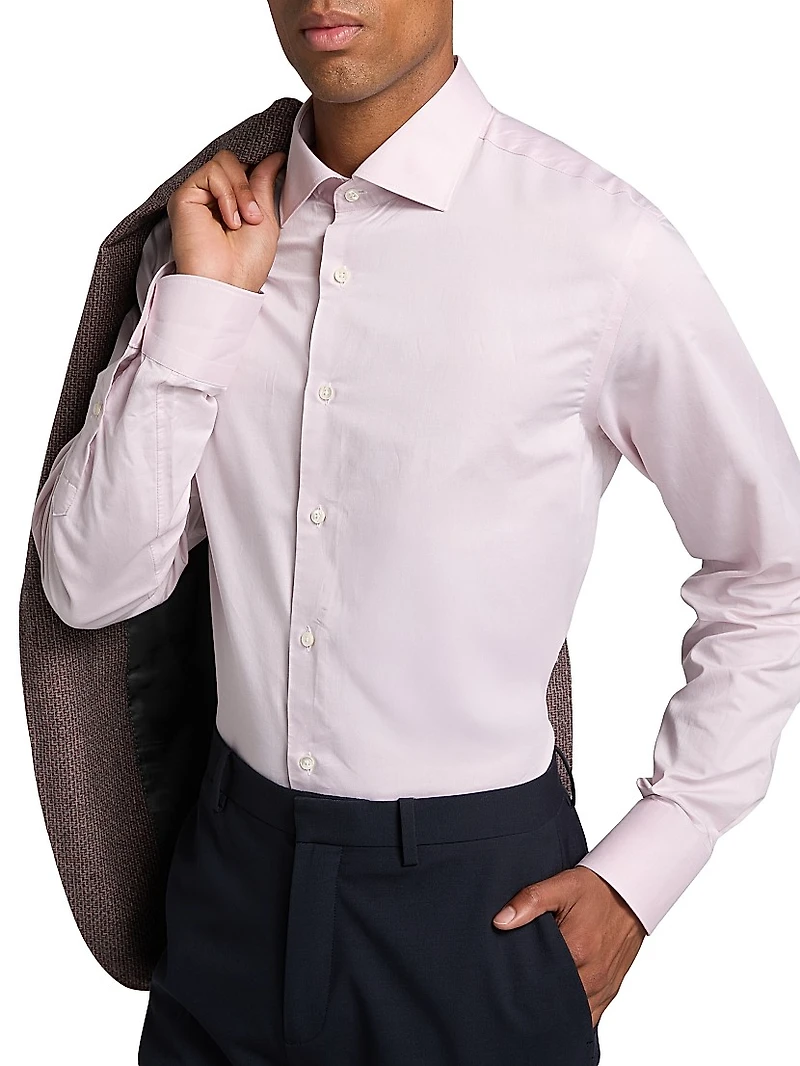 Solid Cotton Dress Shirt