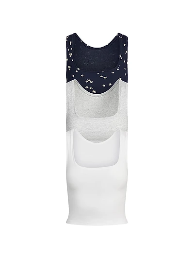 3-Pack Ribbed Cotton Crop Tank Set