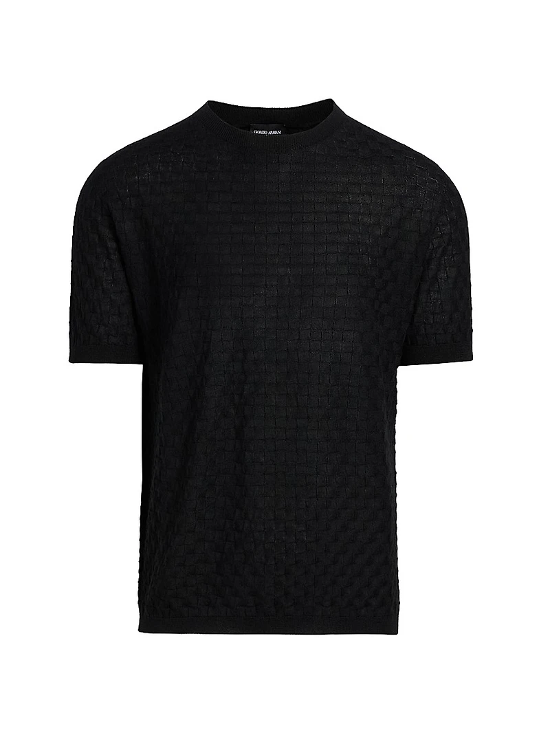 Textured Knit Cashmere-Silk Crewneck Sweater