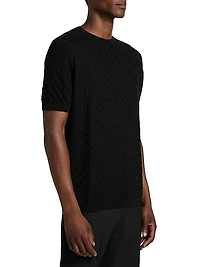 Textured Knit Cashmere-Silk Crewneck Sweater