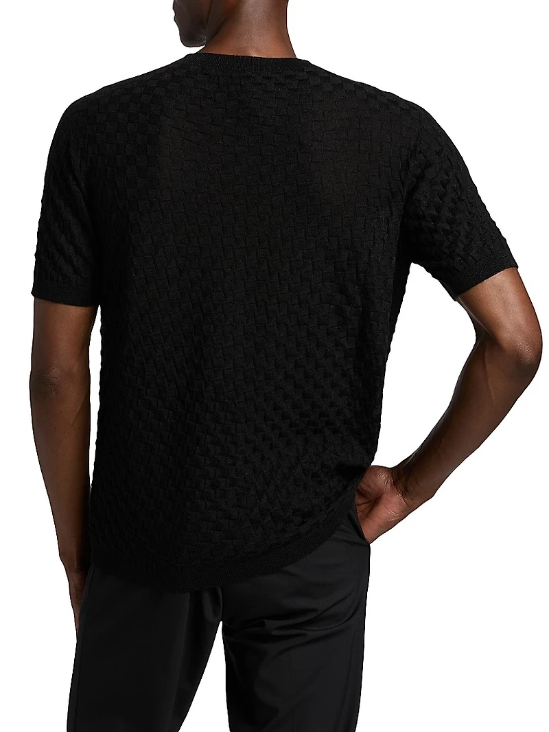 Textured Knit Cashmere-Silk Crewneck Sweater