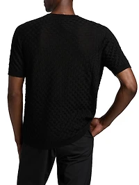 Textured Knit Cashmere-Silk Crewneck Sweater