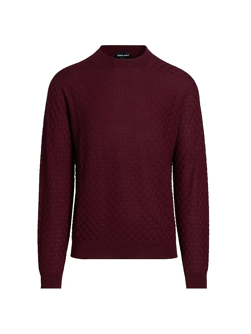 Textured Box-Knit Cashmere-Silk Crewneck Sweater