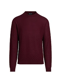 Textured Box-Knit Cashmere-Silk Crewneck Sweater