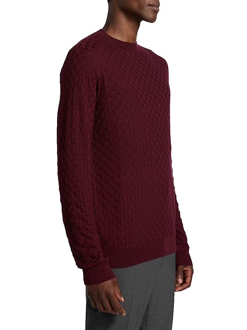 Textured Box-Knit Cashmere-Silk Crewneck Sweater