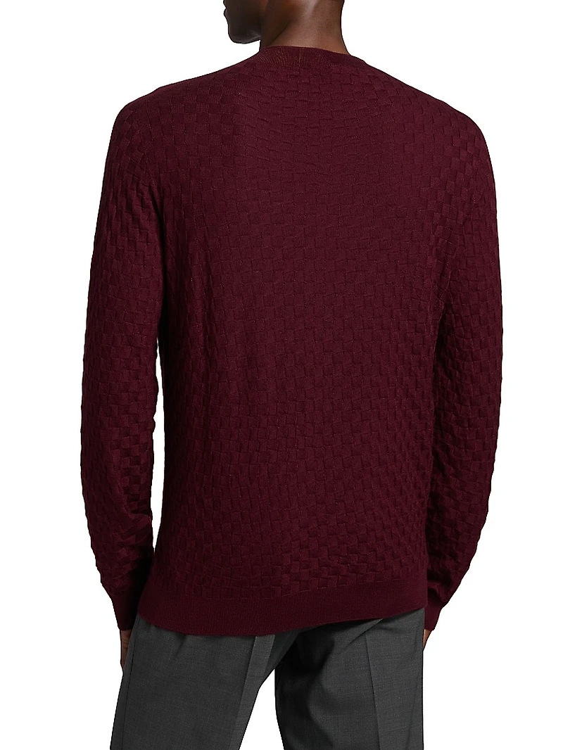 Textured Box-Knit Cashmere-Silk Crewneck Sweater