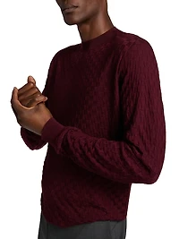 Textured Box-Knit Cashmere-Silk Crewneck Sweater