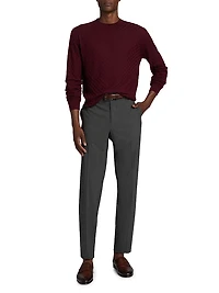 Textured Box-Knit Cashmere-Silk Crewneck Sweater