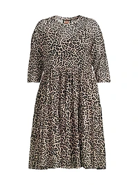 Chesnut Leopard-Print Mesh Tiered Dress