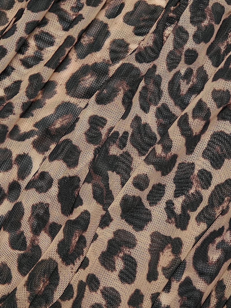 Chesnut Leopard-Print Mesh Tiered Dress