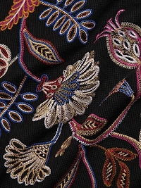 Embroidered Paisley Waffle-Knit T-Shirt