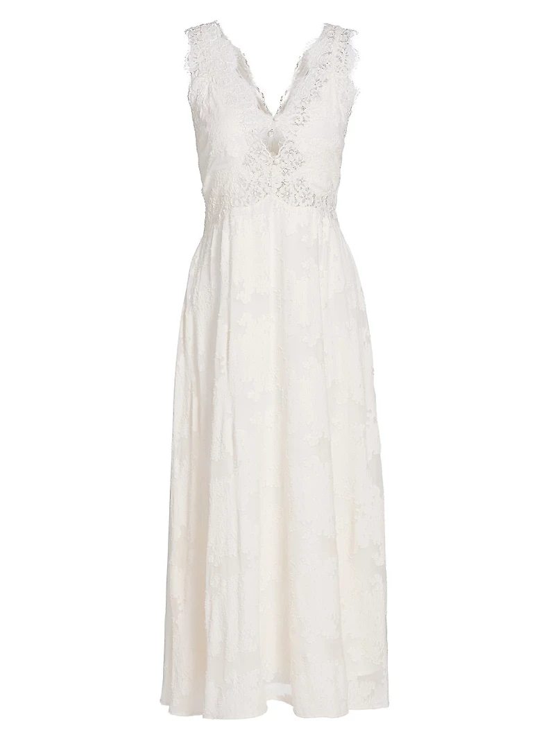 Larysa Lace-Trimmed Silk-Cotton Midi-Dress
