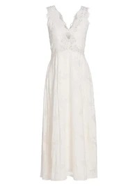 Larysa Lace-Trimmed Silk-Cotton Midi-Dress