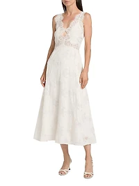 Larysa Lace-Trimmed Silk-Cotton Midi-Dress