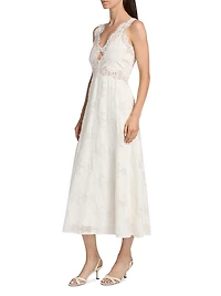 Larysa Lace-Trimmed Silk-Cotton Midi-Dress
