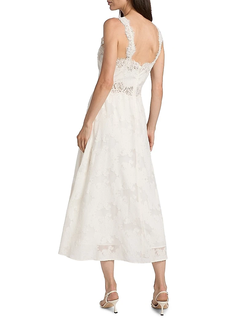 Larysa Lace-Trimmed Silk-Cotton Midi-Dress