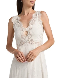 Larysa Lace-Trimmed Silk-Cotton Midi-Dress