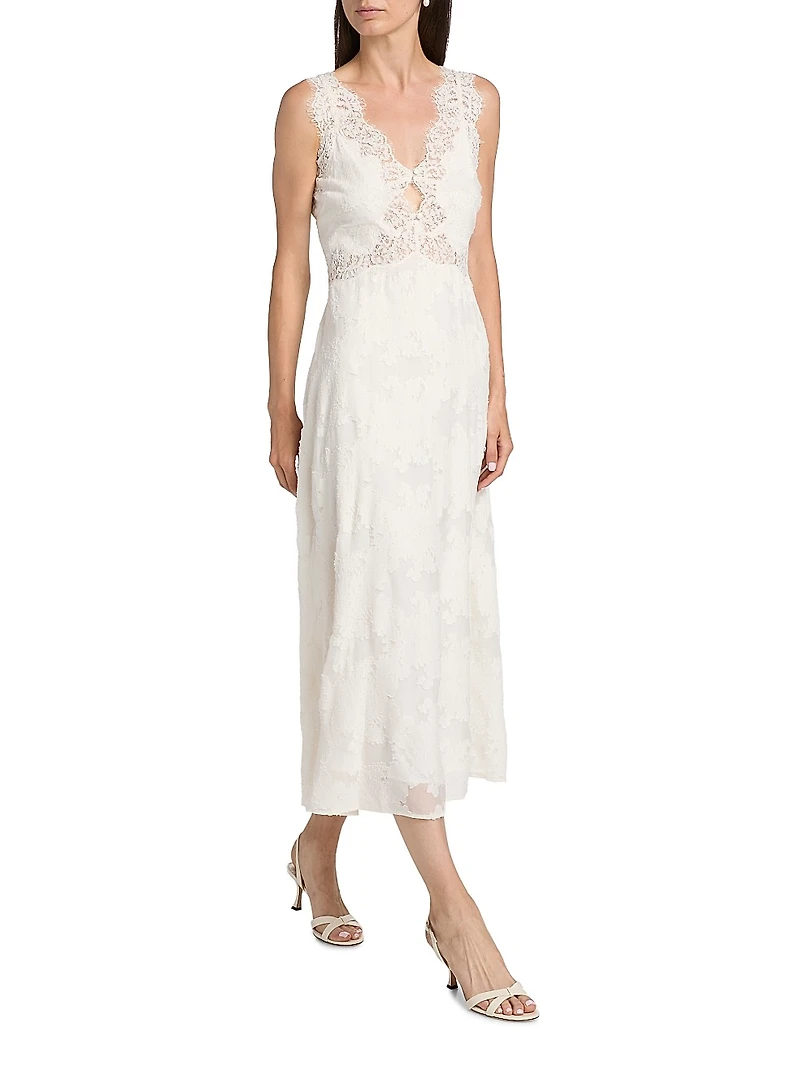 Larysa Lace-Trimmed Silk-Cotton Midi-Dress