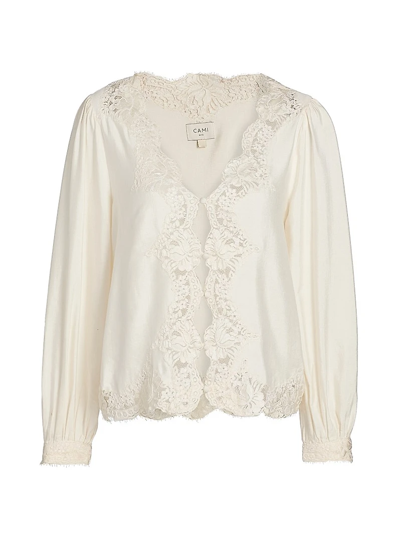 Yuri Lace-Trimmed Satin Blouse