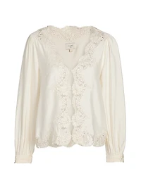 Yuri Lace-Trimmed Satin Blouse