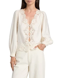 Yuri Lace-Trimmed Satin Blouse