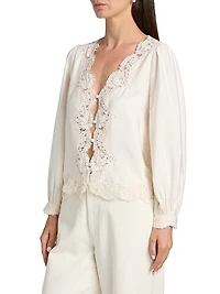 Yuri Lace-Trimmed Satin Blouse