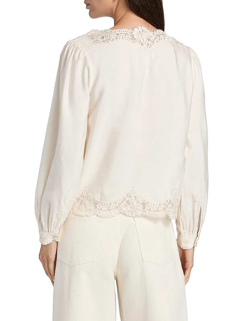Yuri Lace-Trimmed Satin Blouse