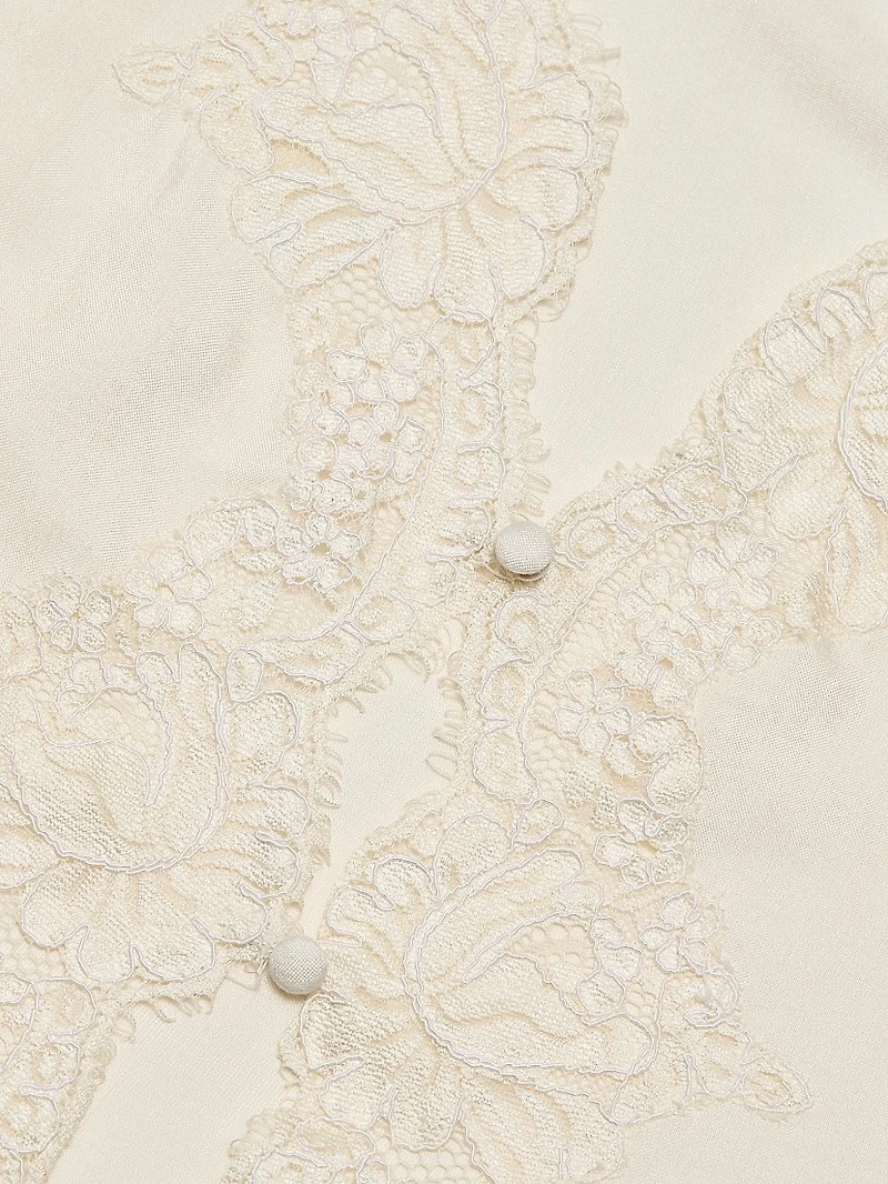 Yuri Lace-Trimmed Satin Blouse