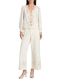 Yuri Lace-Trimmed Satin Blouse